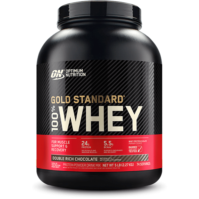 Optimum Nutrition Gold Standard 100% Whey Protein, Double Rich Chocolate, 5 LB